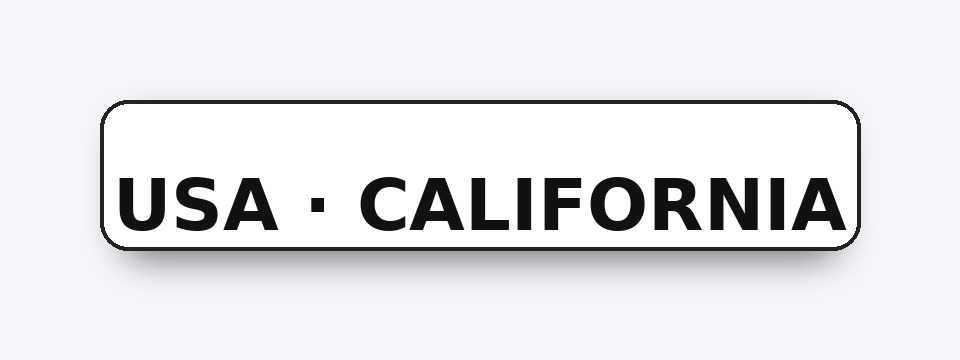 USA rendszám példa